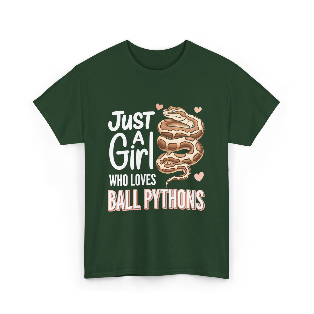 Just A Girl Ball Python T-Shirt - Forest Green