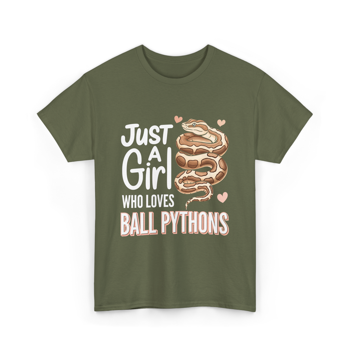 Just A Girl Ball Python T-Shirt - Military Green