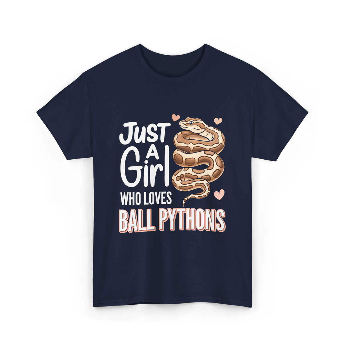 Just A Girl Ball Python T-Shirt - Navy