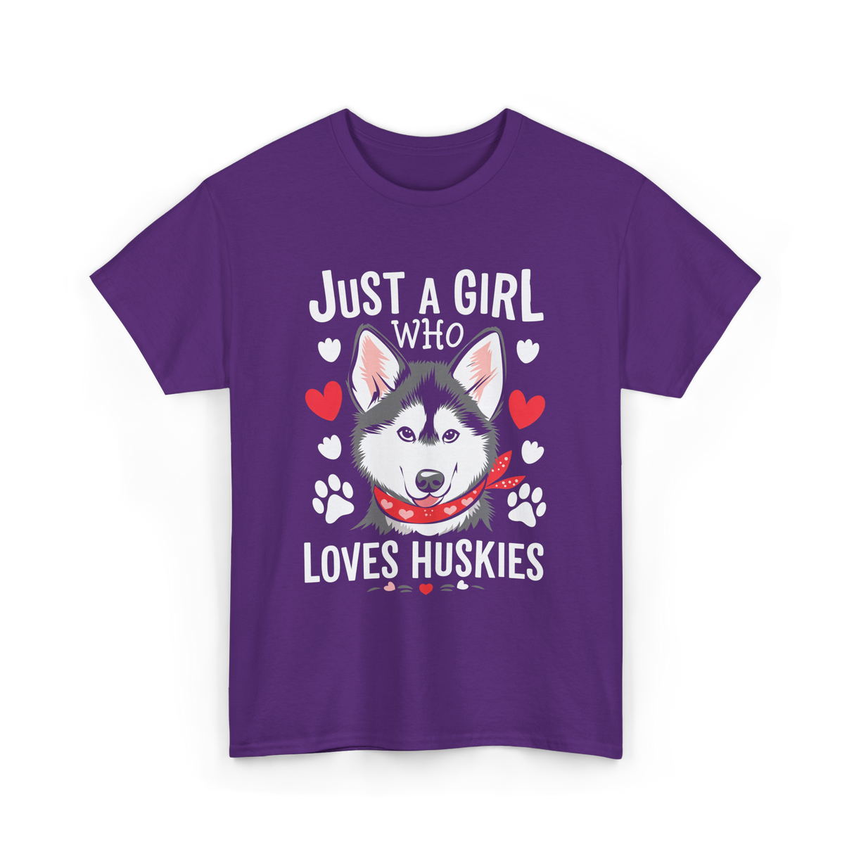 Just a Girl Loves Huskies Husky T-Shirt - Purple