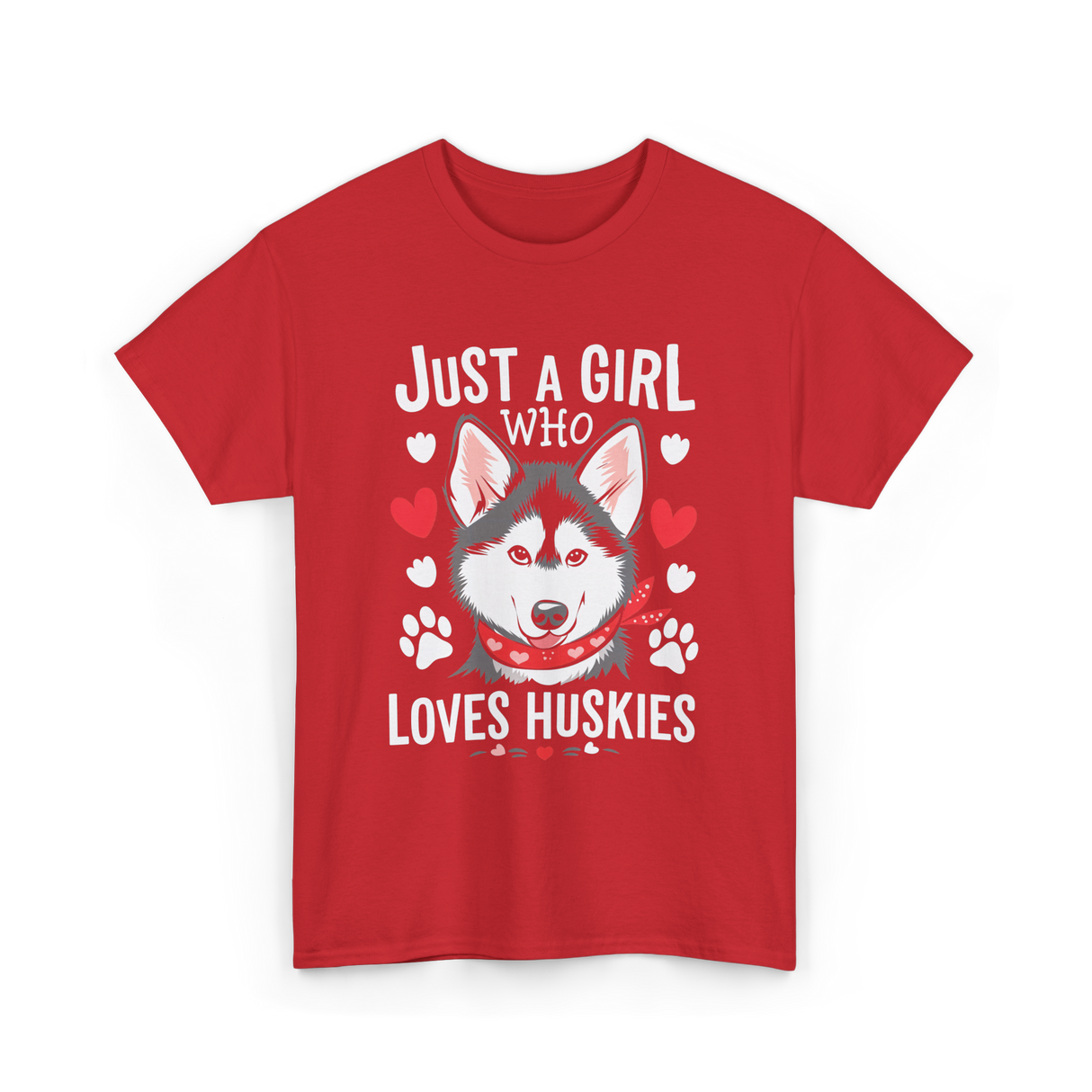 Just a Girl Loves Huskies Husky T-Shirt - Red