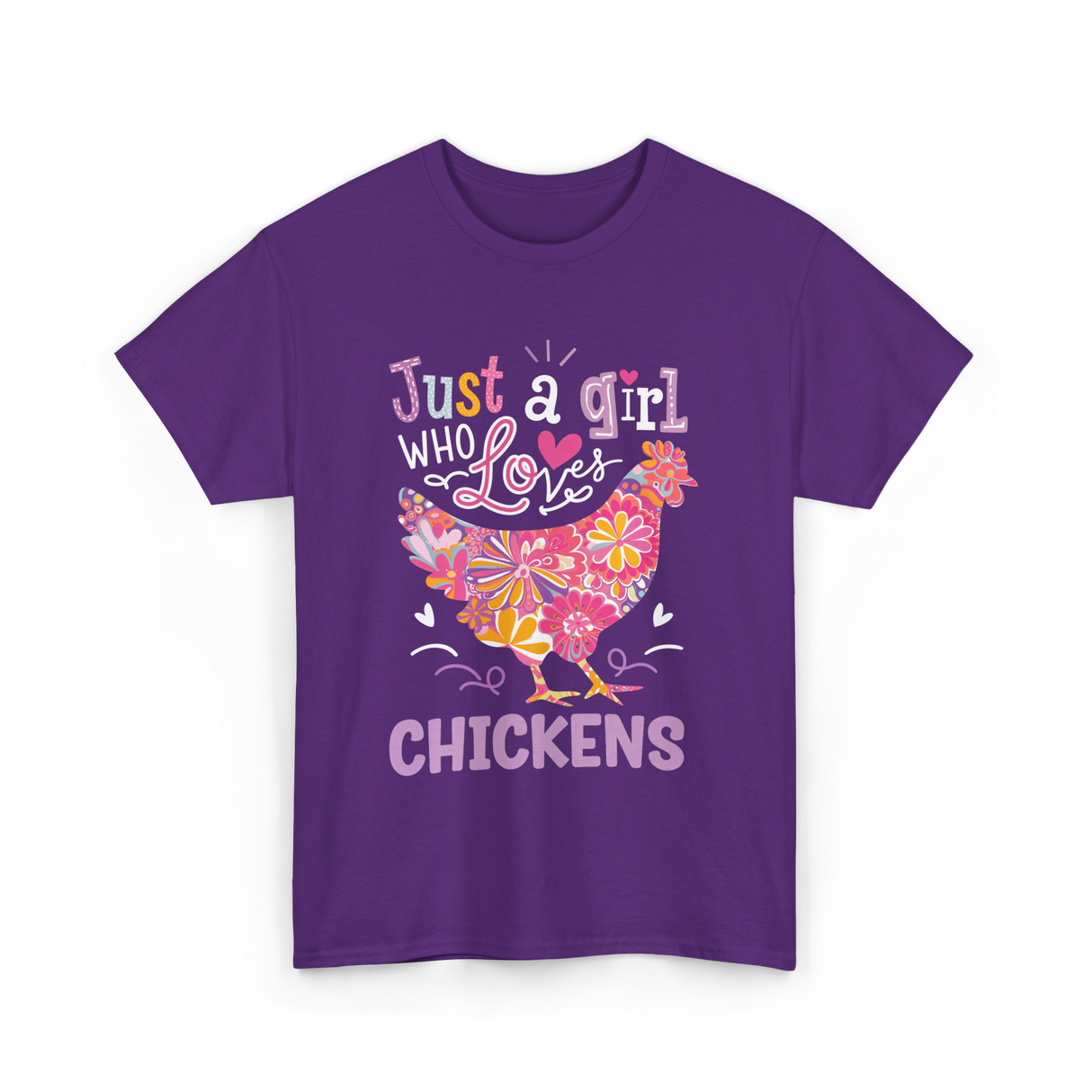 Just A Girl Who Loves Chickens Chicken T-Shirt - Purple