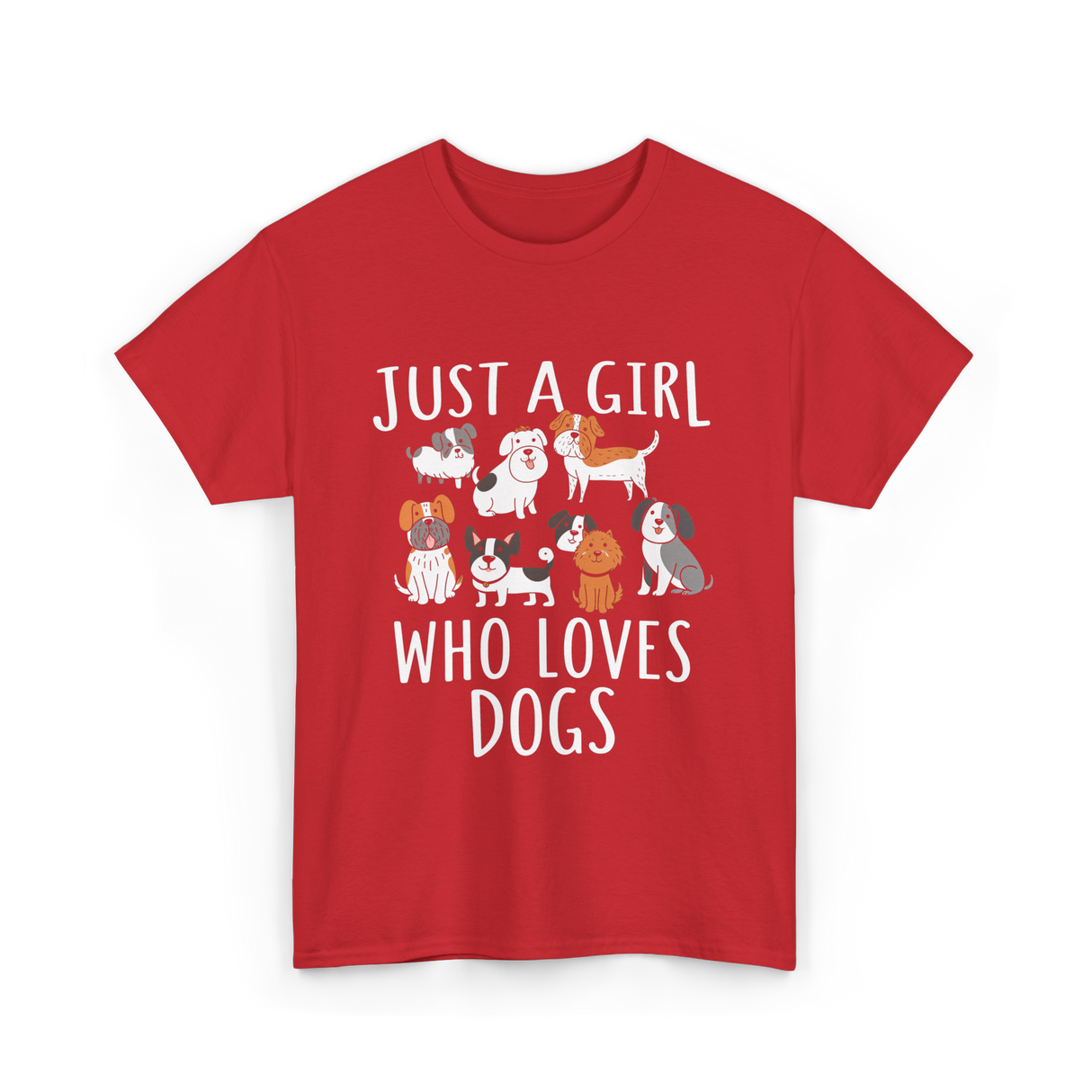 Just a Girl Who Loves Dogs Dog Lover T-Shirt - Red