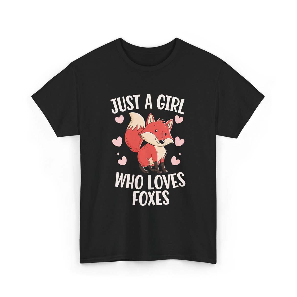 Just A Girl Who Loves Foxes T-Shirt - Black