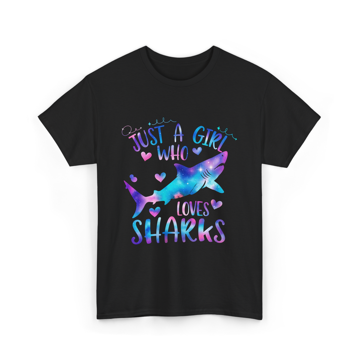 Just a Girl Who Loves Sharks Shark T-Shirt - Black