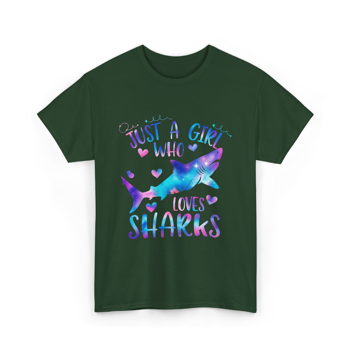 Just a Girl Who Loves Sharks Shark T-Shirt - Forest Green