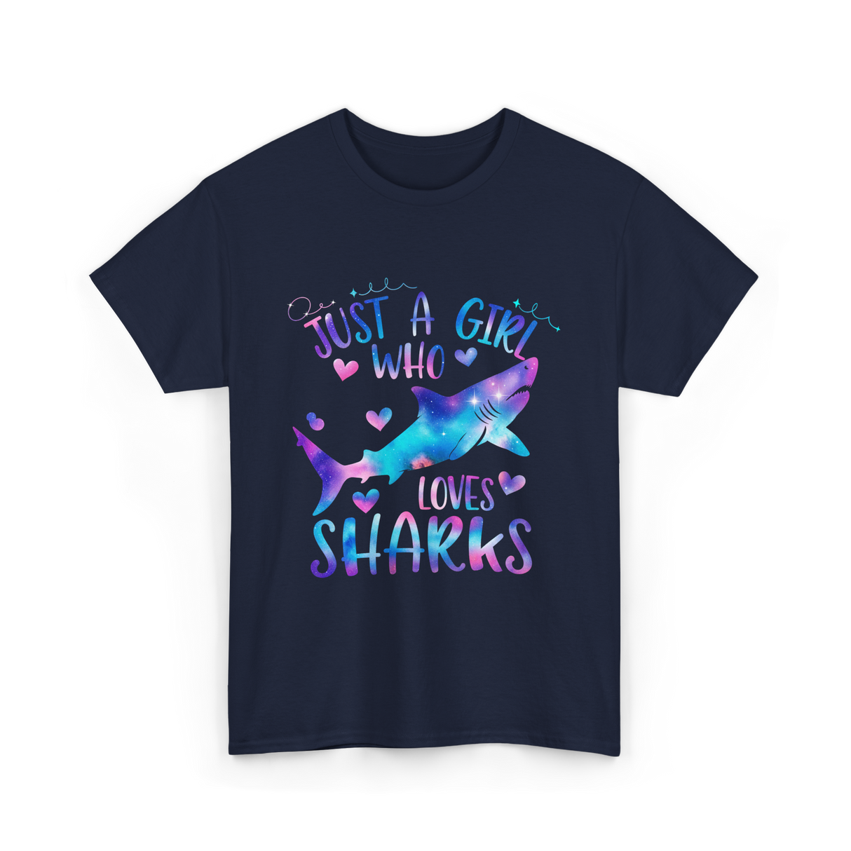 Just a Girl Who Loves Sharks Shark T-Shirt - Navy
