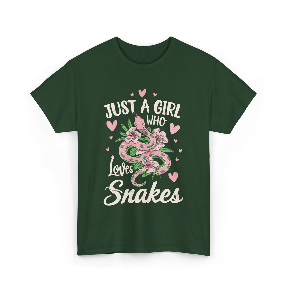 Just A Girl Who Loves Snakes Snake Lover T-Shirt - Forest Green