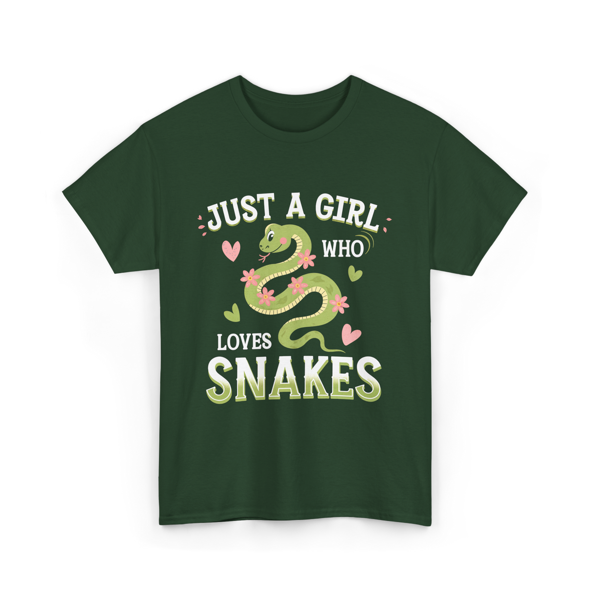 Just A Girl Who Loves Snakes Snake Lover T-Shirt - Forest Green