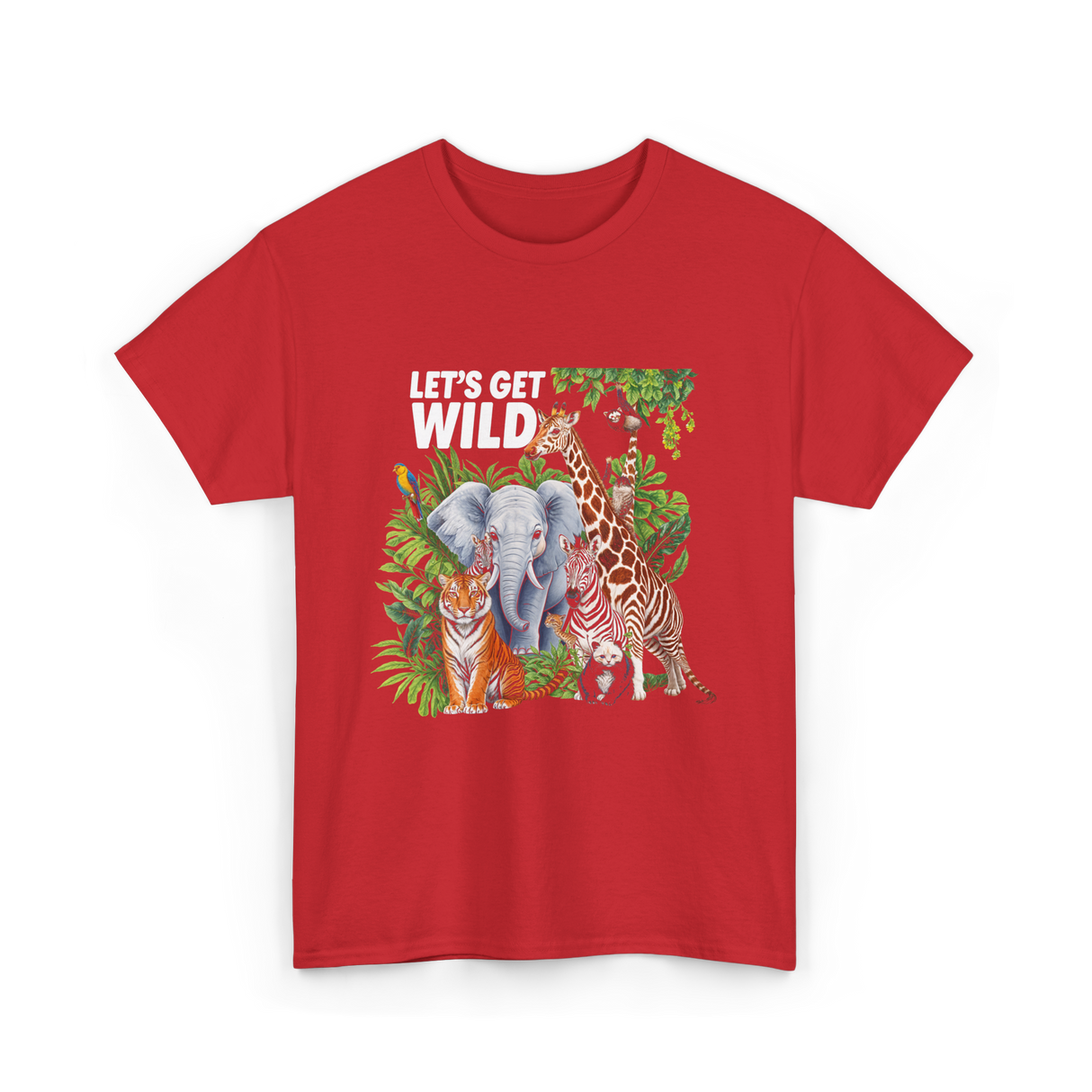 Let's Get Wild Wildlife Animals T-Shirt - Red