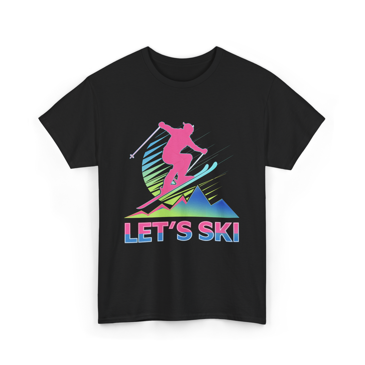 Let's Ski Skiing Adventure T-Shirt - Black