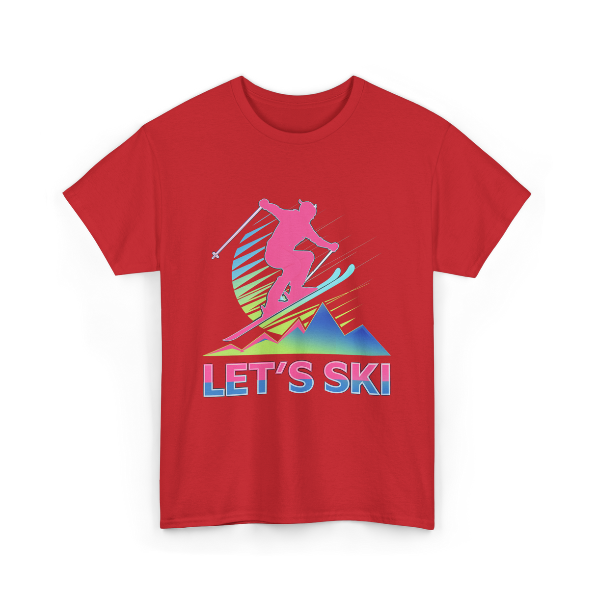 Let's Ski Skiing Adventure T-Shirt - Red