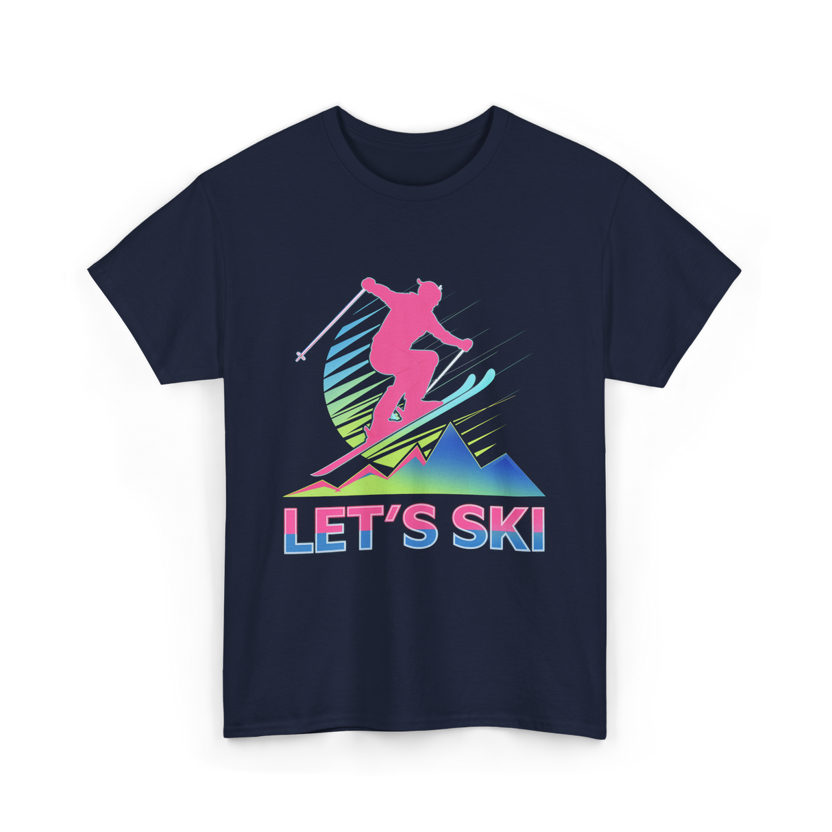 Let's Ski Skiing Adventure T-Shirt - Navy
