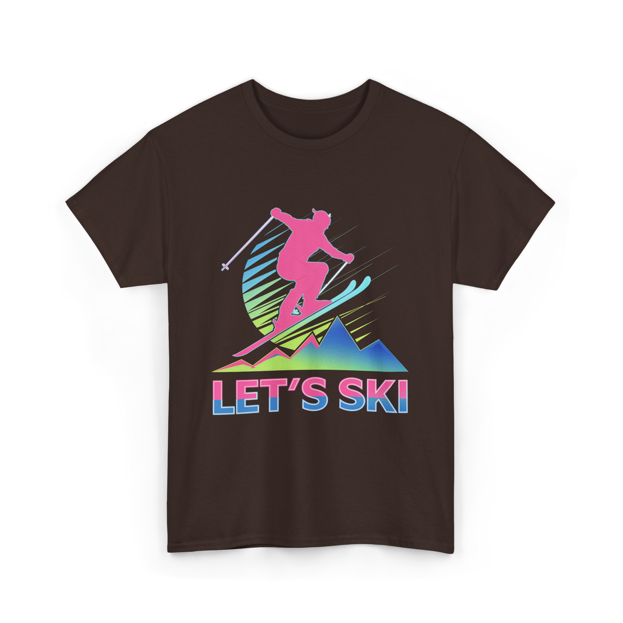 Let's Ski Skiing Adventure T-Shirt - Dark Chocolate