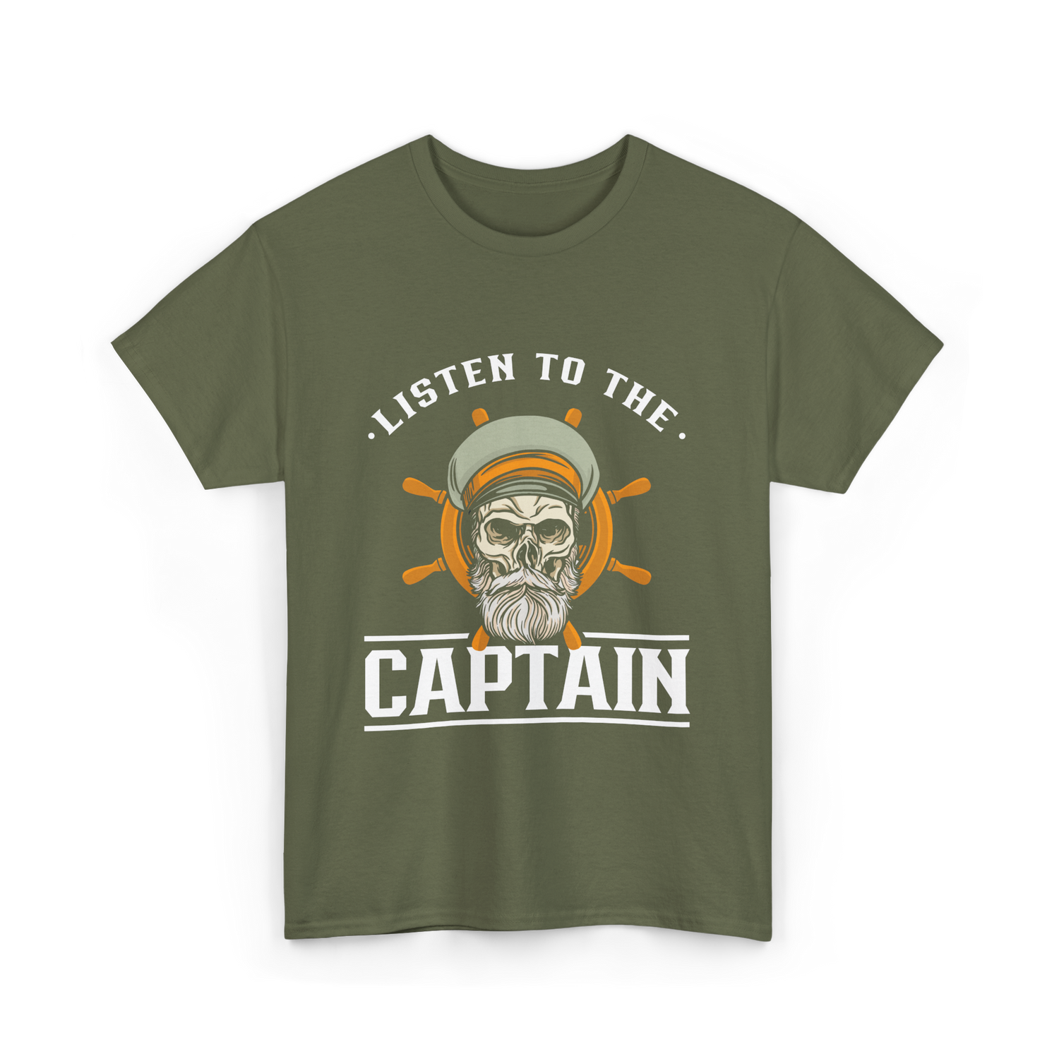 Listen To The Captain Nautical Adventure T-Shirt - Military Green