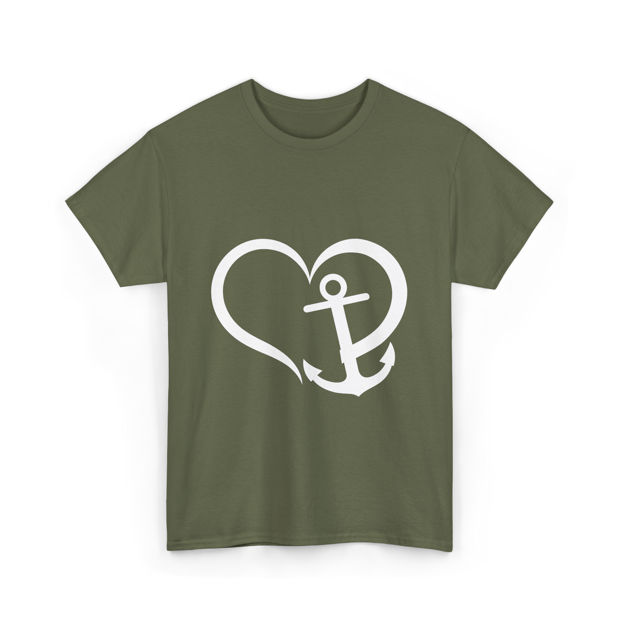 Love Anchor Nautical Sailing T-Shirt - Military Green