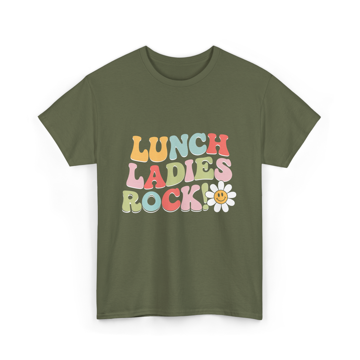 Lunch Ladies Rock Retro Cafeteria T-Shirt - Military Green