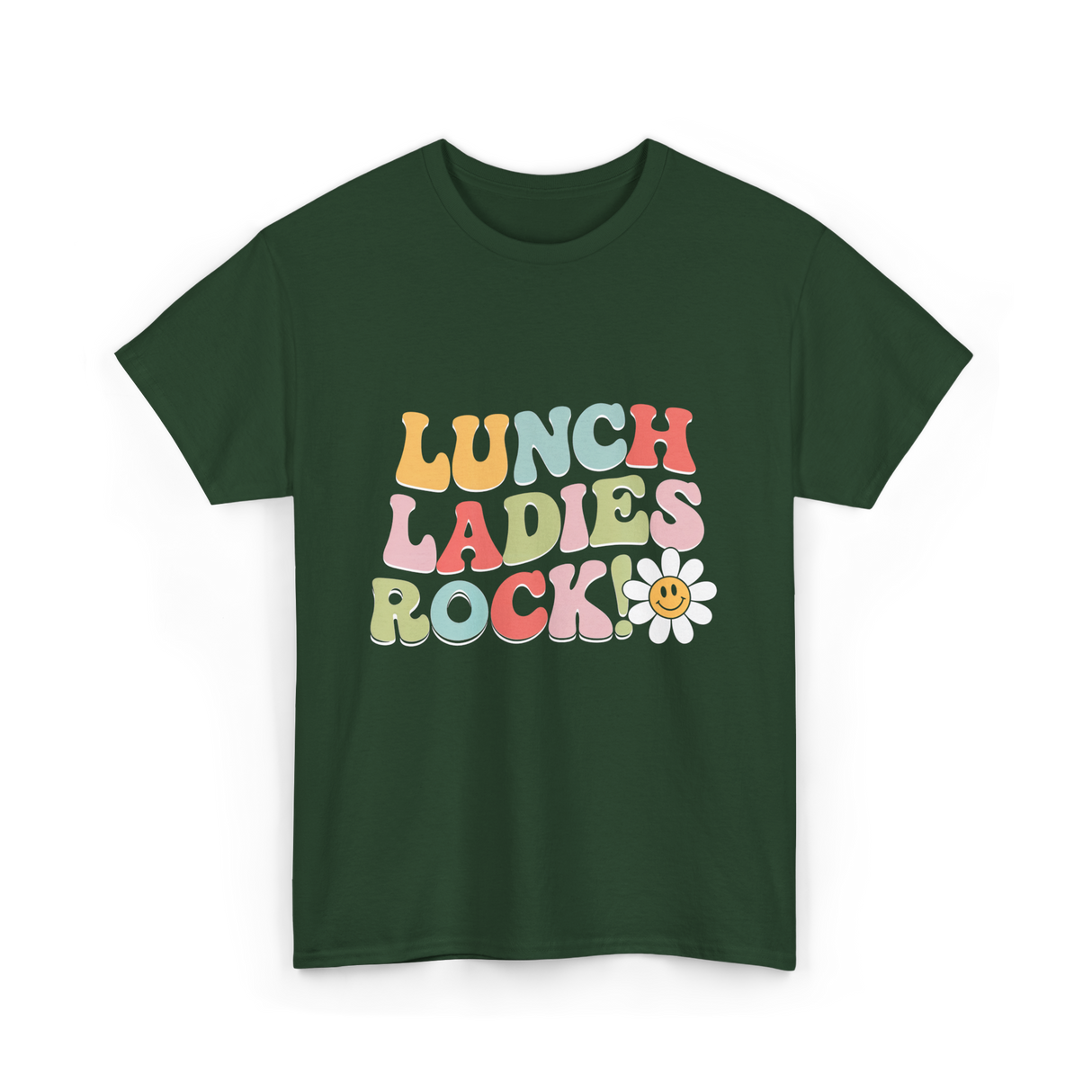 Lunch Ladies Rock Retro Cafeteria T-Shirt - Forest Green