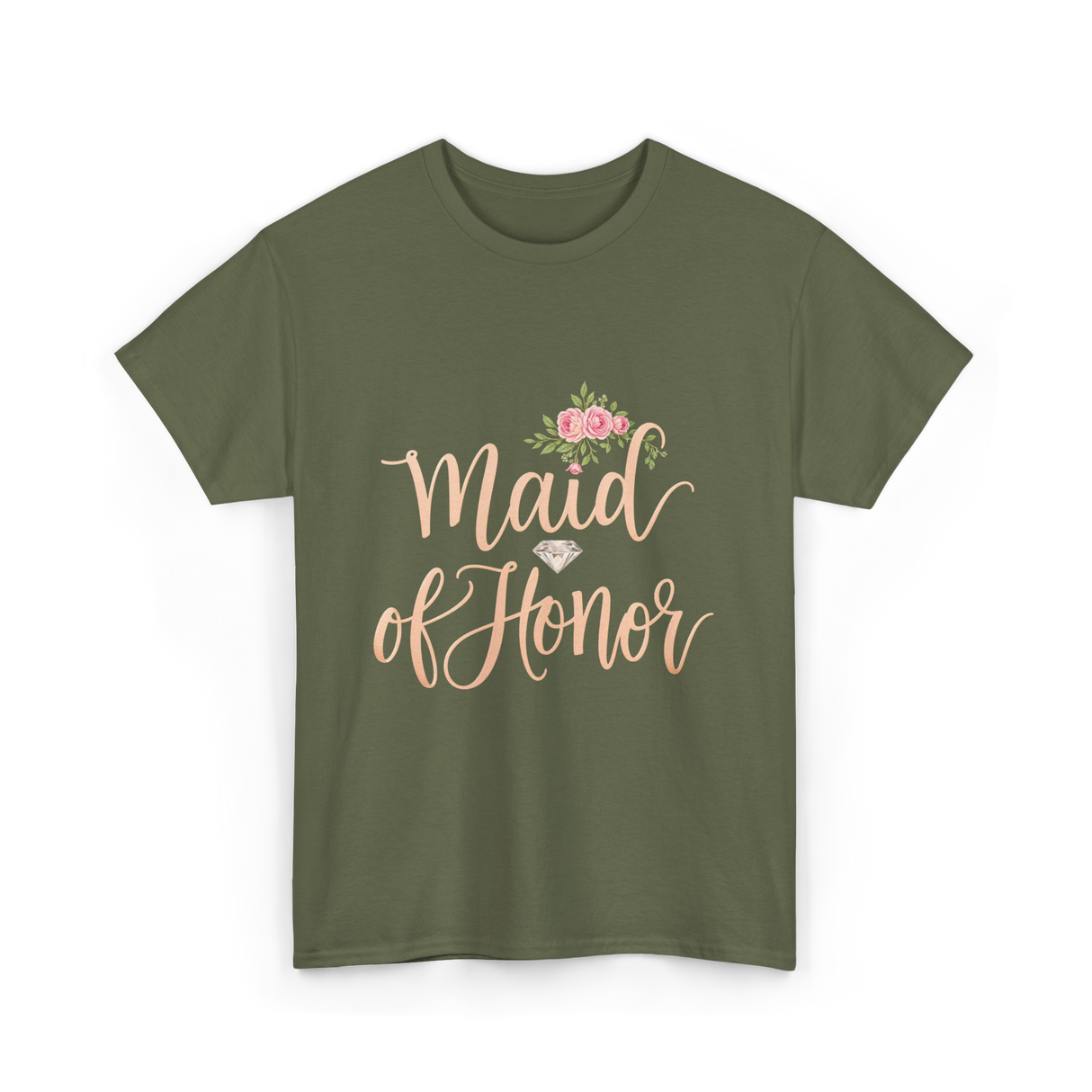 Maid of Honor Bridal Party T-Shirt - Military Green