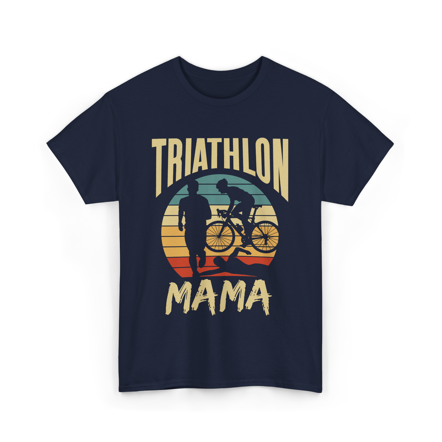 Mama Biker Triathlon Mom T-Shirt - Navy