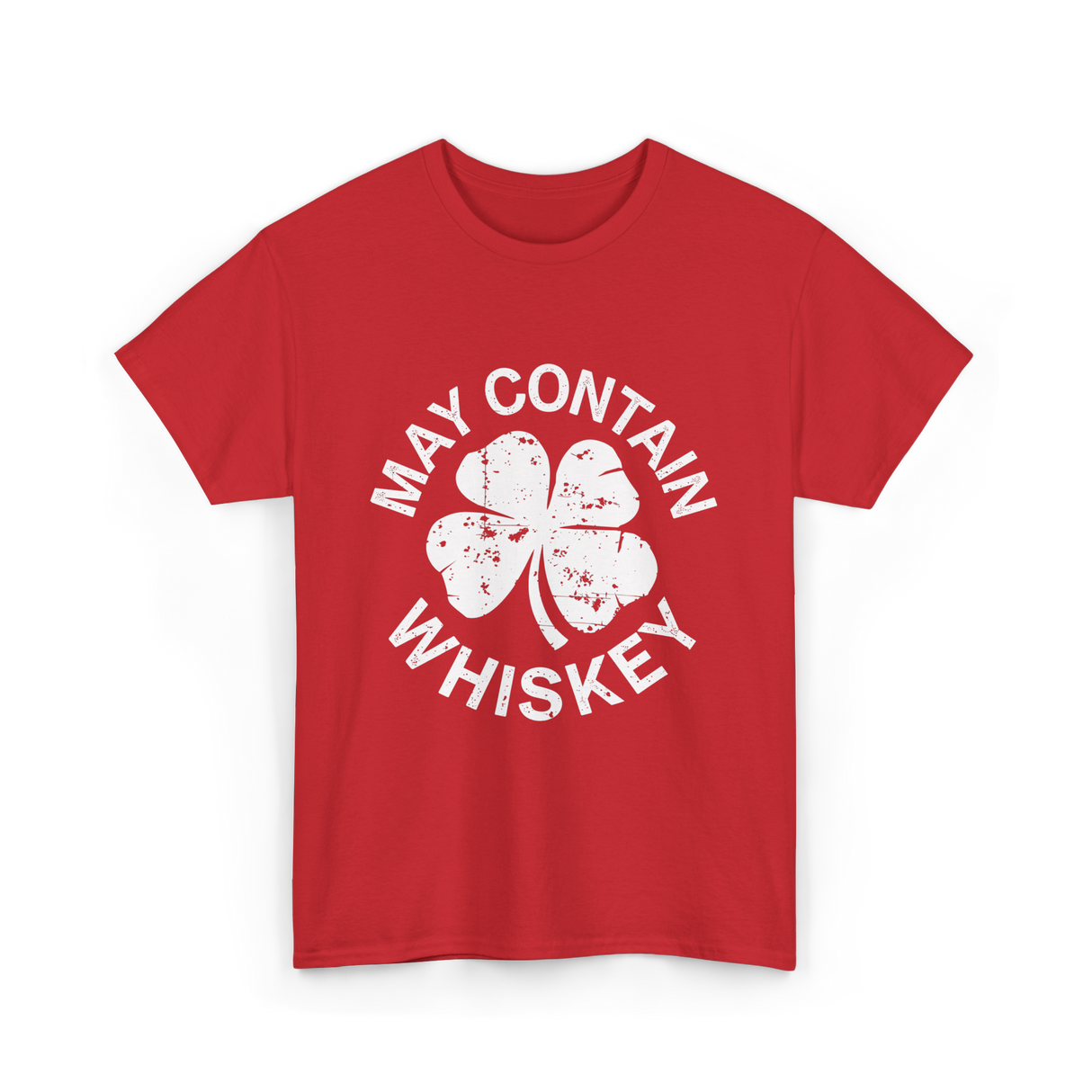 May Contain Whiskey Shamrock T-Shirt - Red