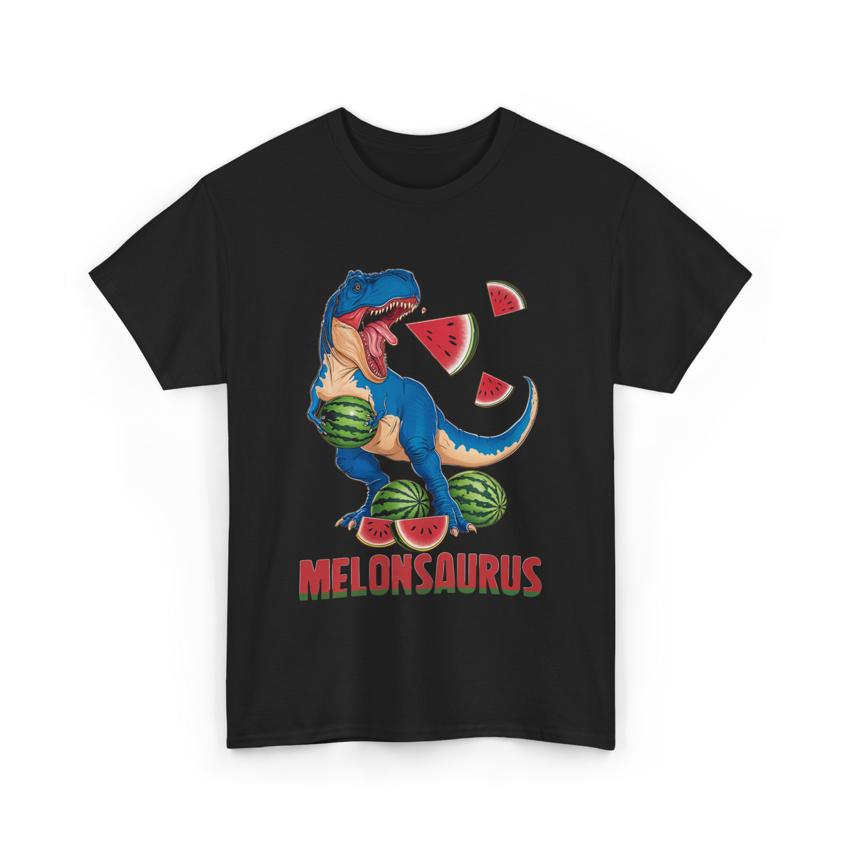 Melonsaurus Watermelon Dinosaur T-Shirt - Black