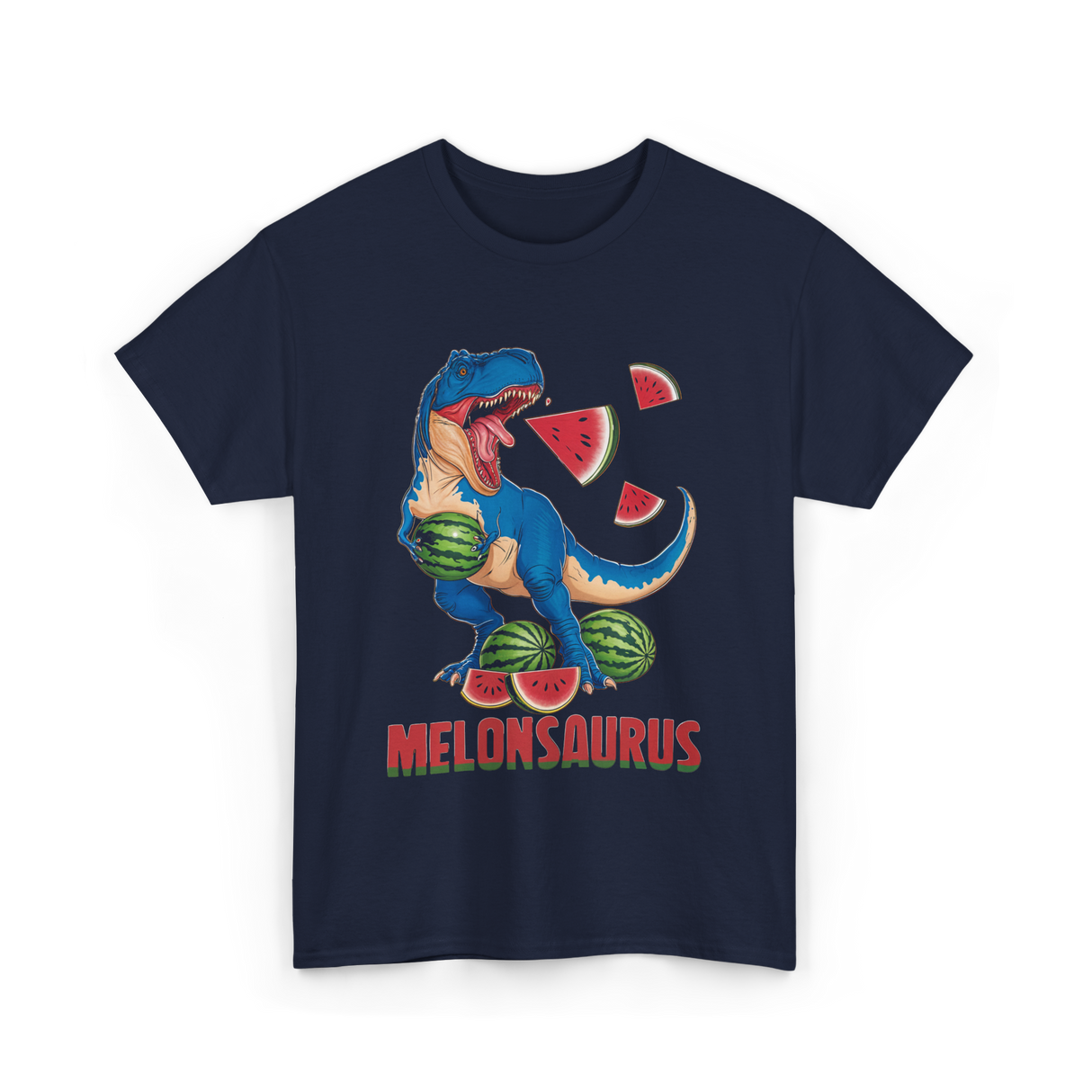 Melonsaurus Watermelon Dinosaur T-Shirt - Navy