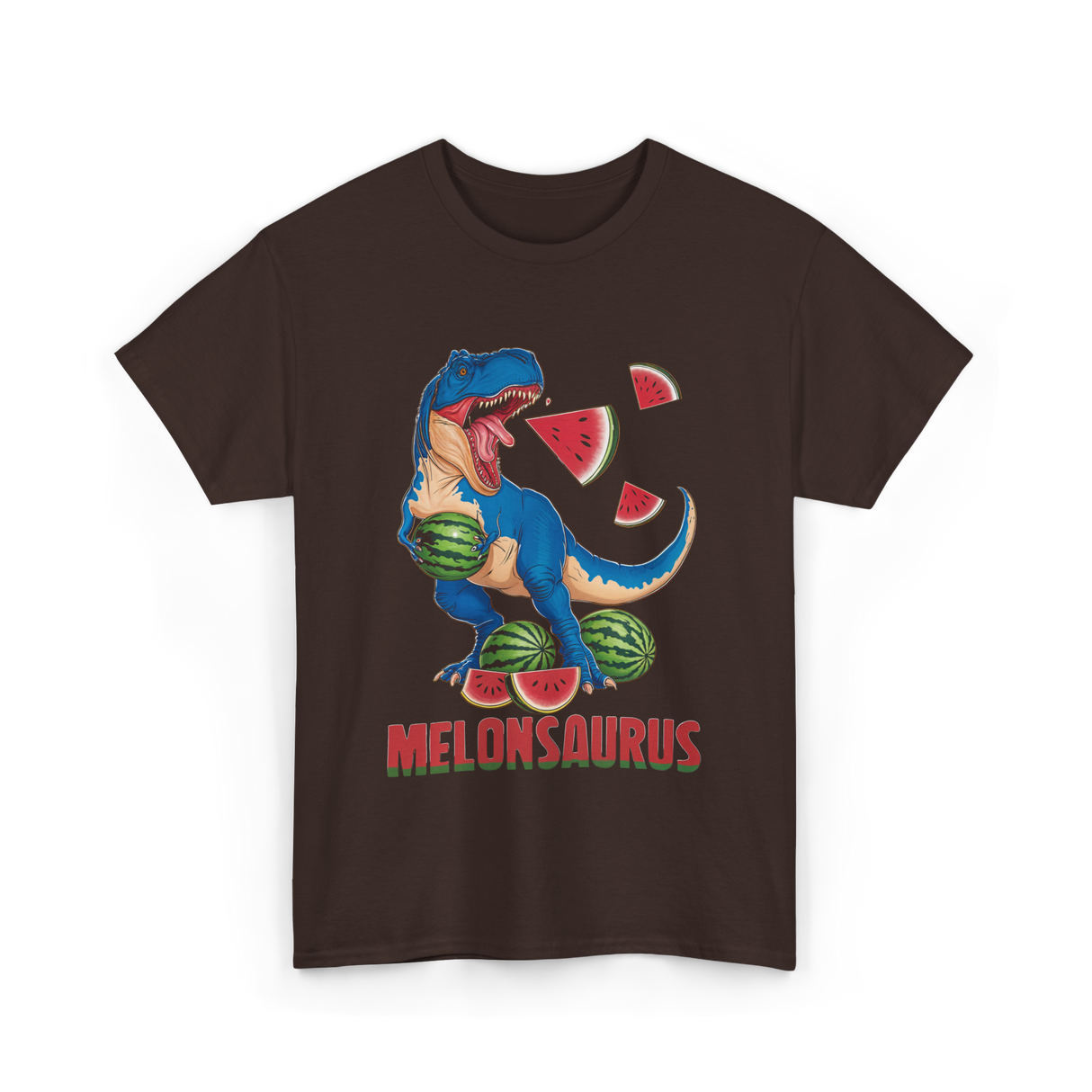 Melonsaurus Watermelon Dinosaur T-Shirt - Dark Chocolate