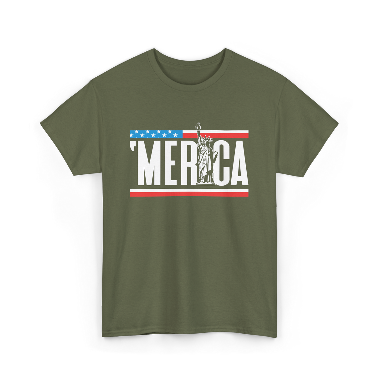 'Merica America Patriotism T-Shirt - Military Green