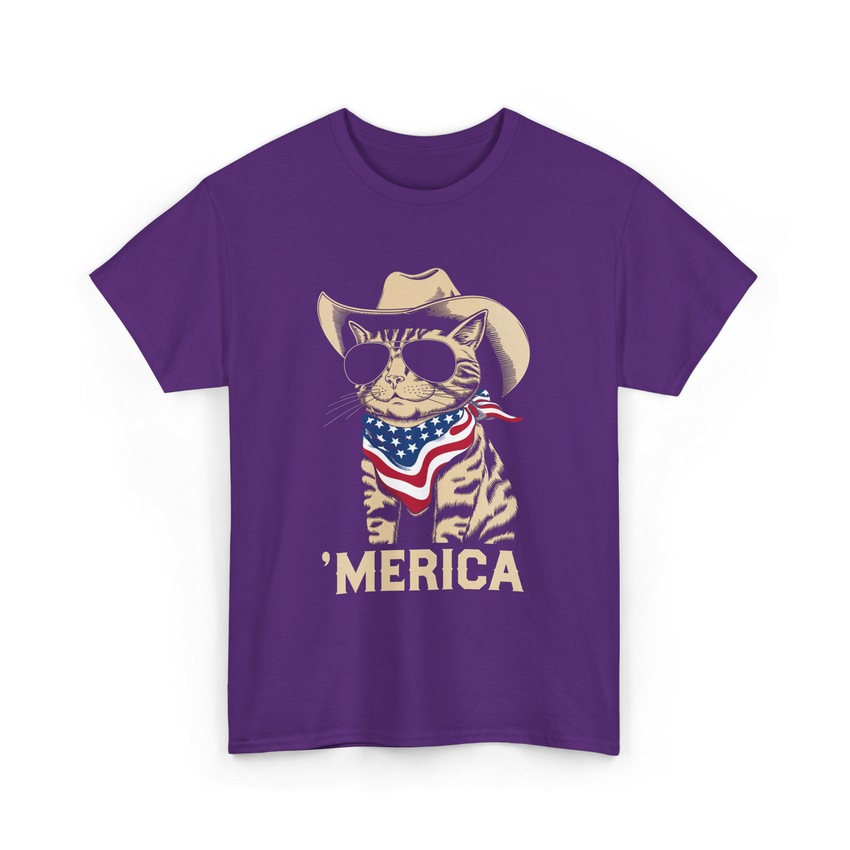 'Merica Cat Patriot T-Shirt - Purple