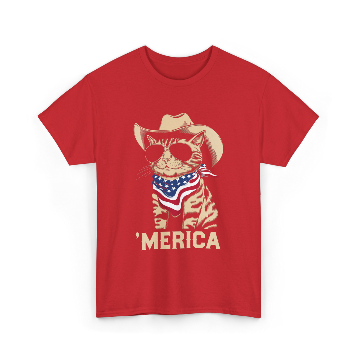 'Merica Cat Patriot T-Shirt - Red