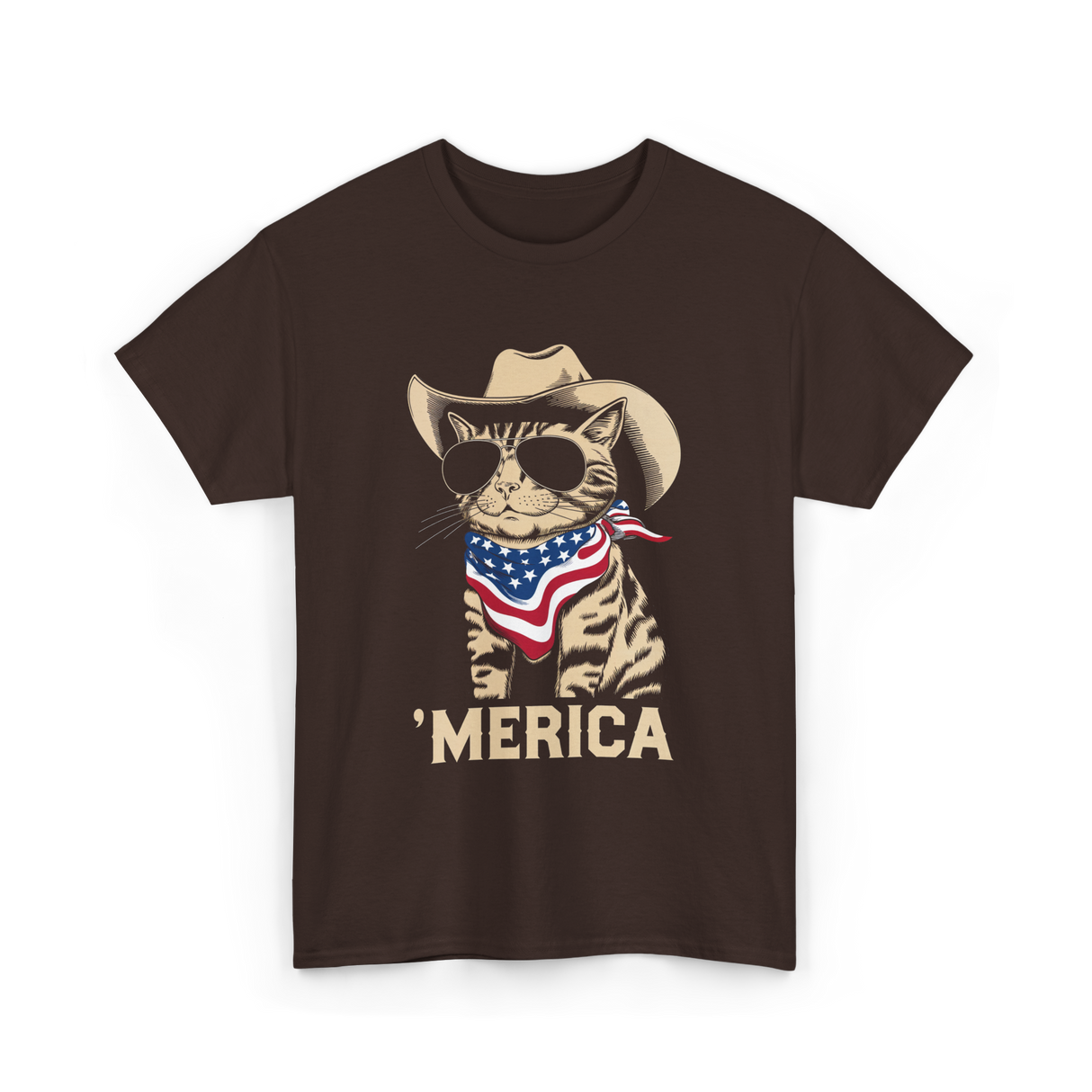 'Merica Cat Patriot T-Shirt - Dark Chocolate