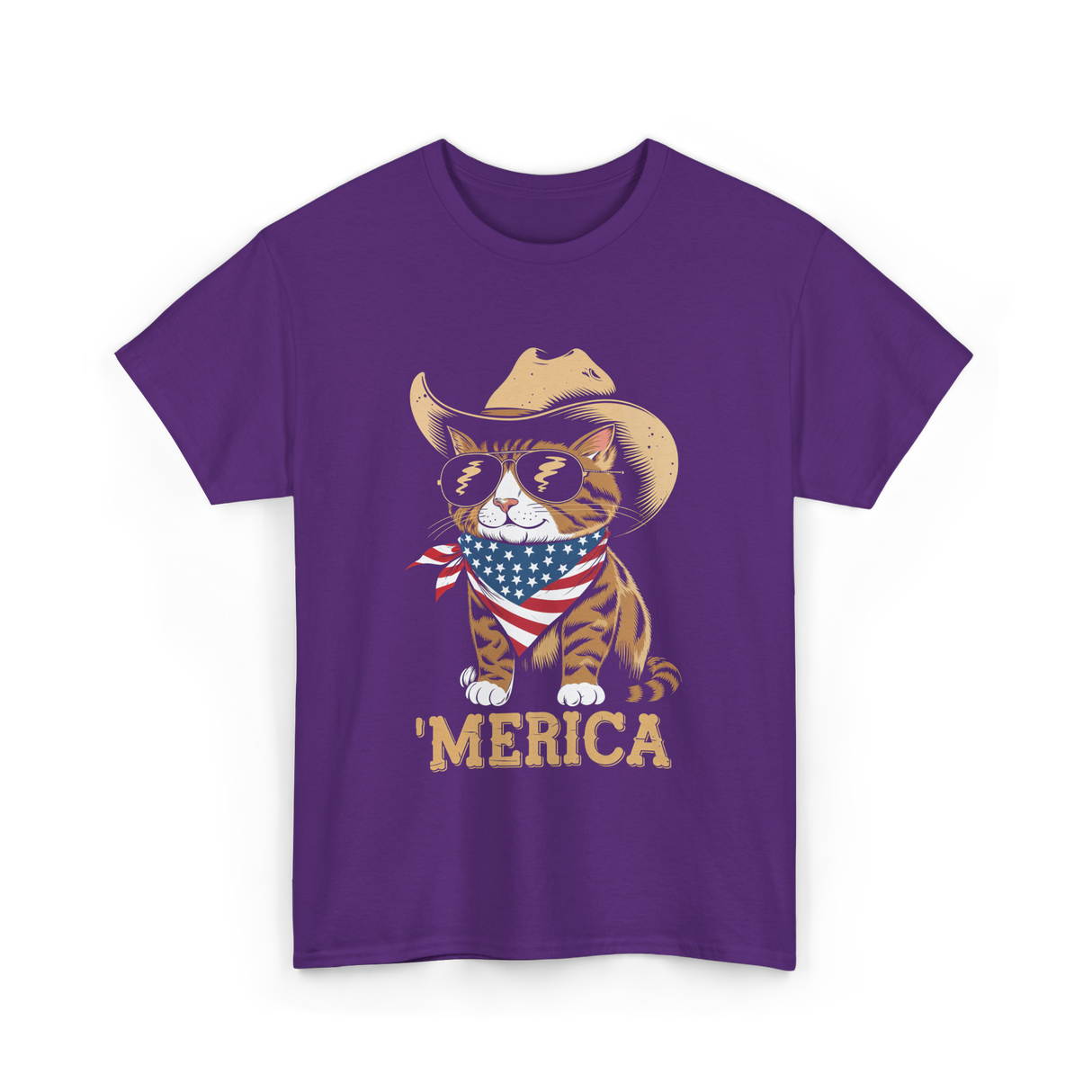 'Merica Cat Patriotic T-Shirt - Purple