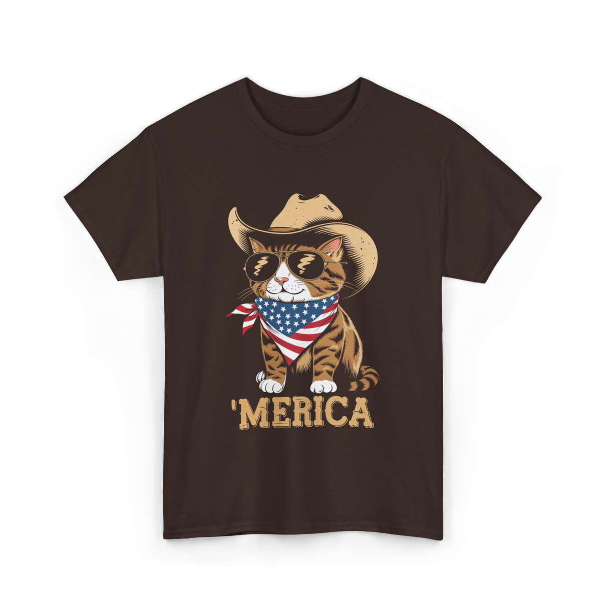 'Merica Cat Patriotic T-Shirt - Dark Chocolate