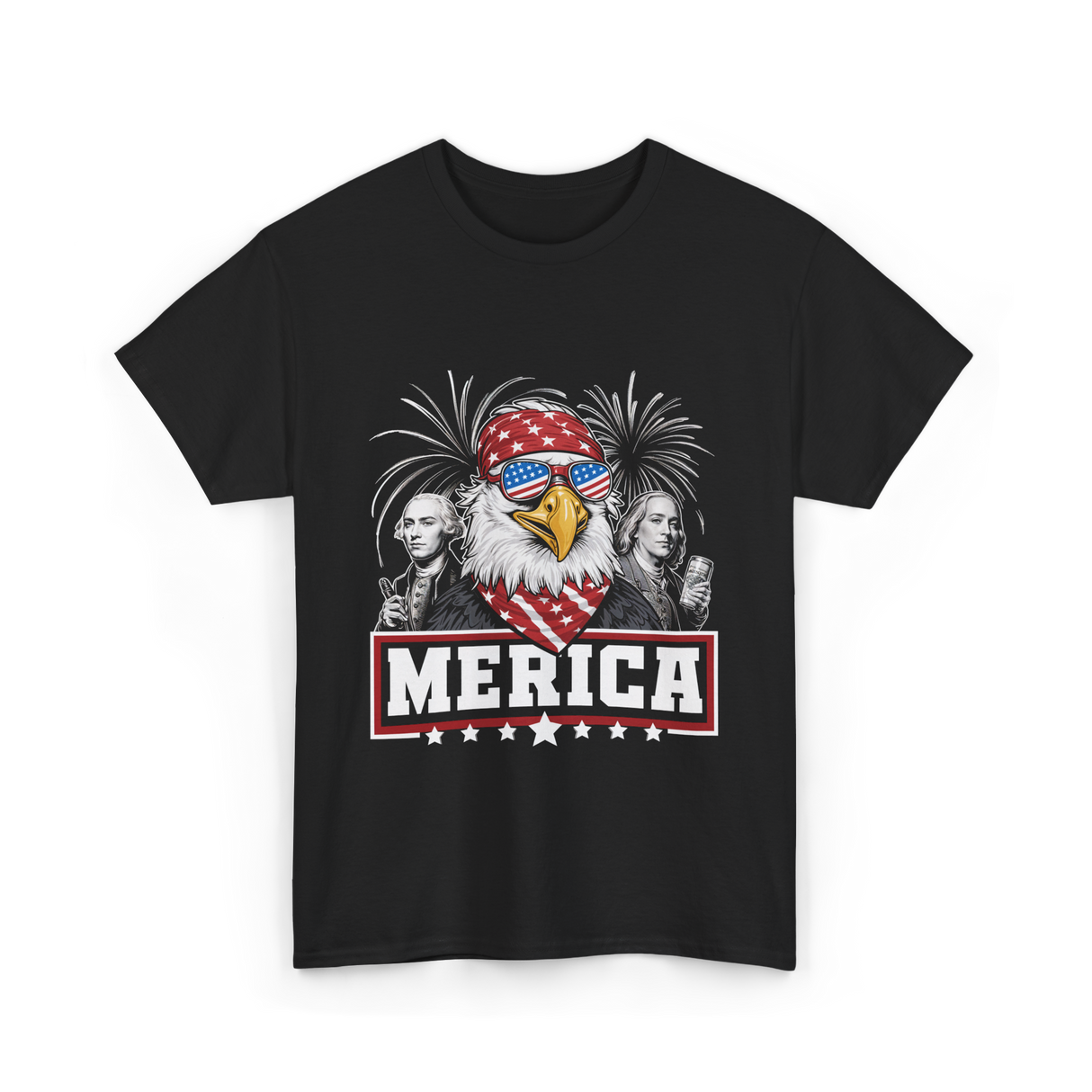 Merica Patriotic America Eagle T-Shirt - Black