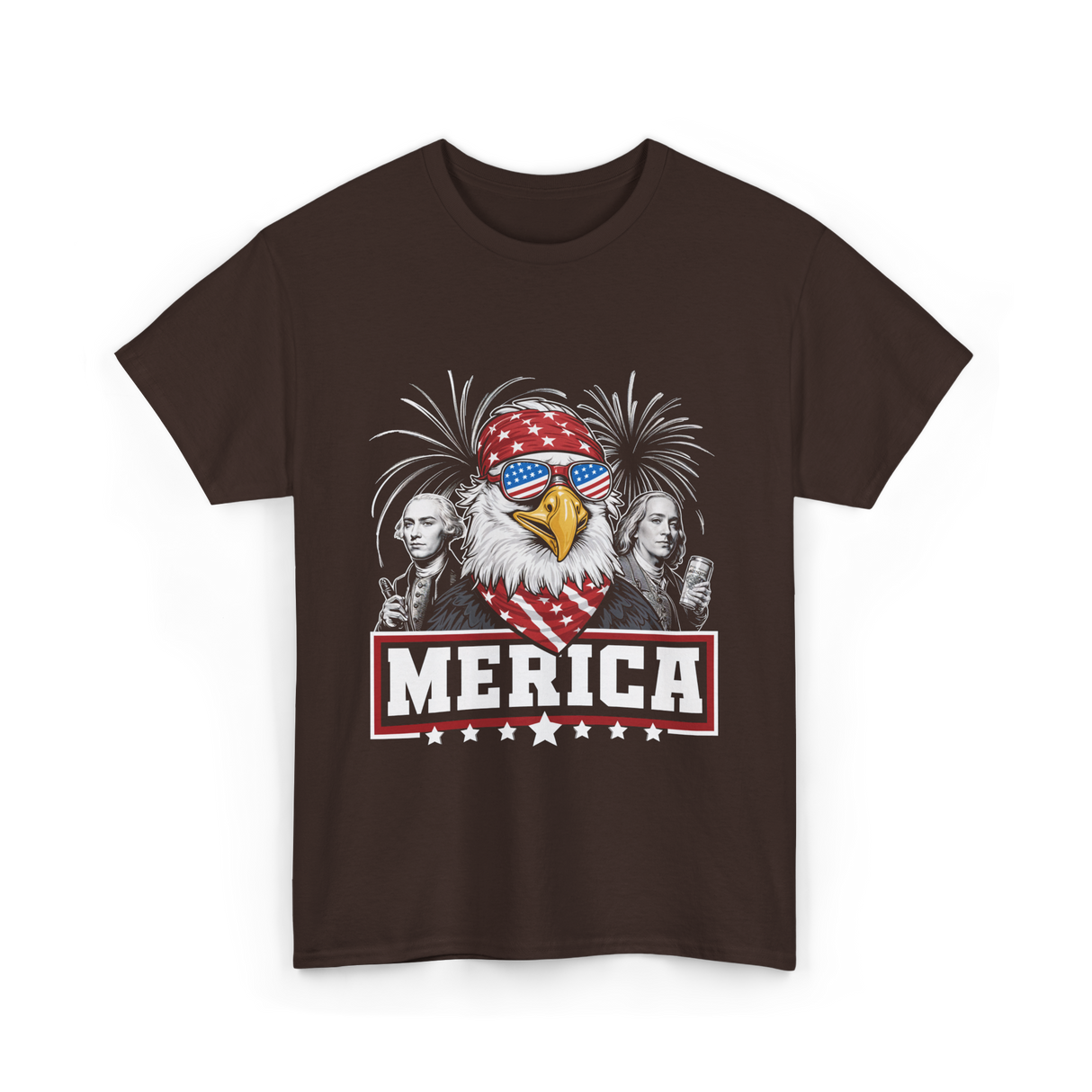 Merica Patriotic America Eagle T-Shirt - Dark Chocolate