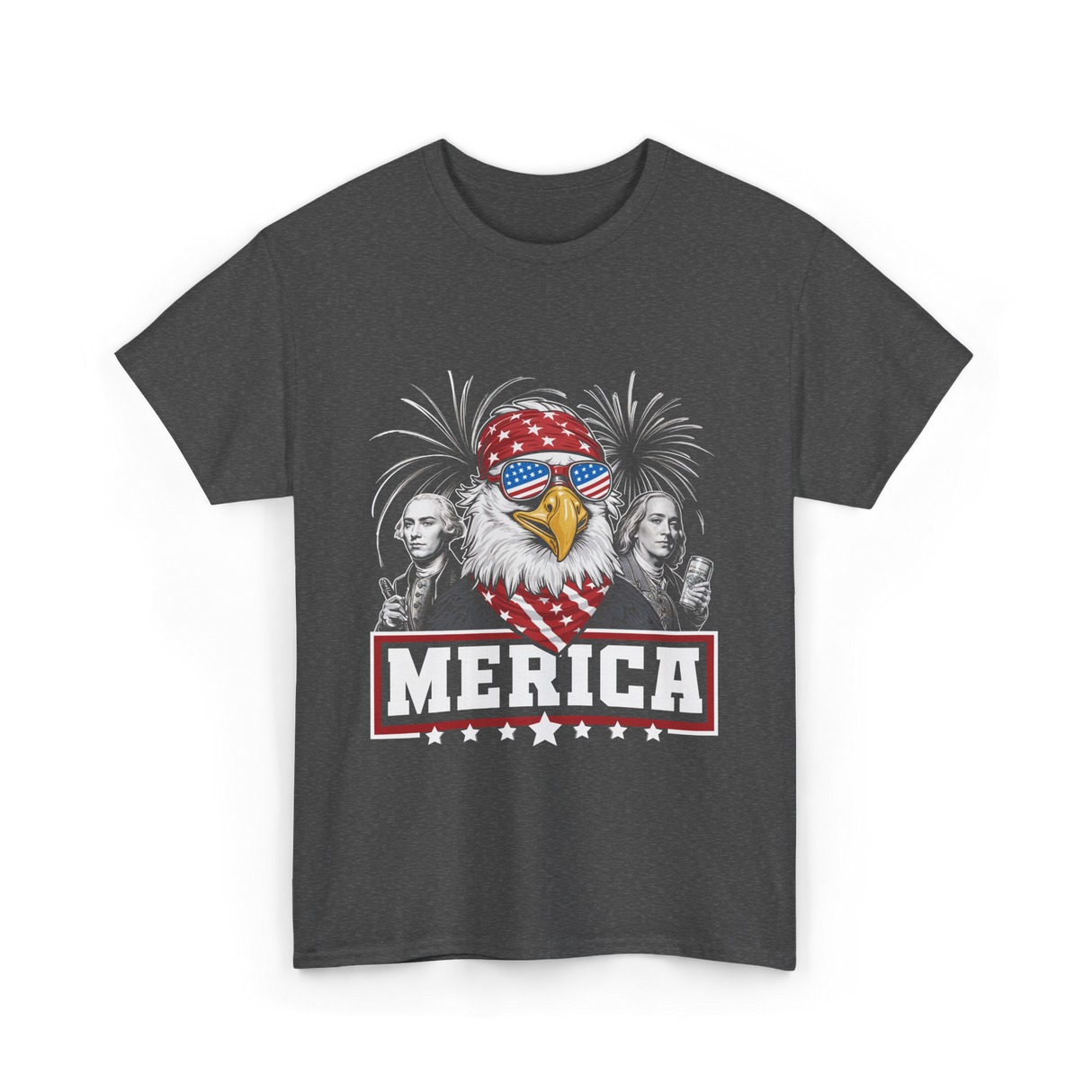 Merica Patriotic America Eagle T-Shirt - Dark Heather