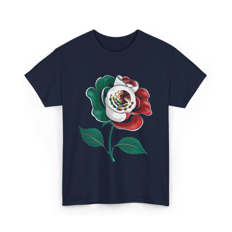 Mexican Rose Heritage Flag Pride T-Shirt - Navy