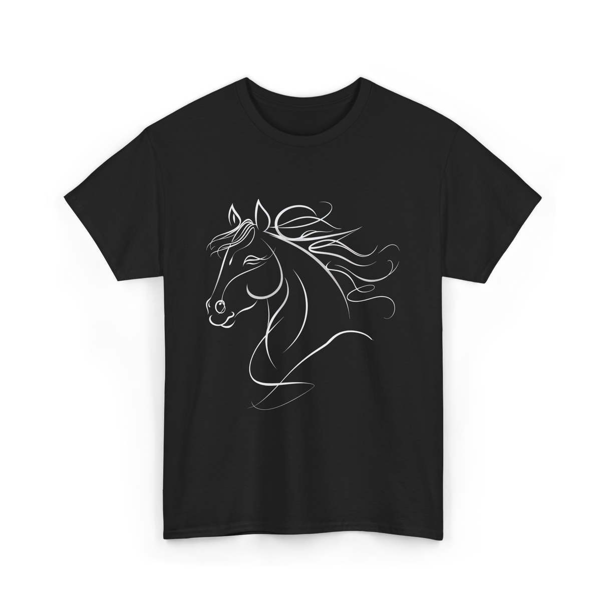 Minimal Horse Head Horse Riding T-Shirt - Black