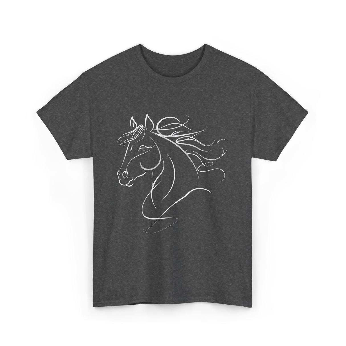 Minimal Horse Head Horse Riding T-Shirt - Dark Heather