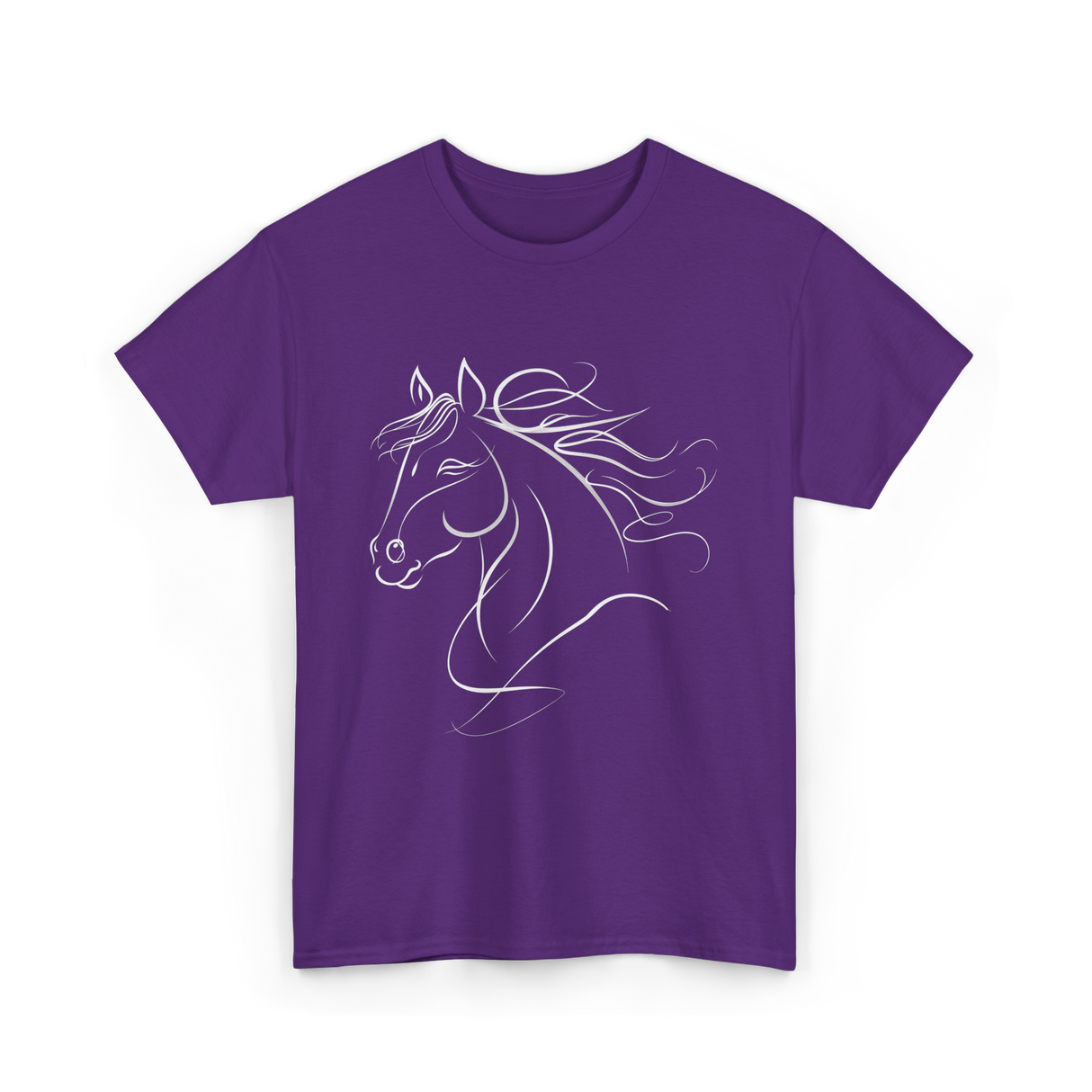 Minimal Horse Head Horse Riding T-Shirt - Purple