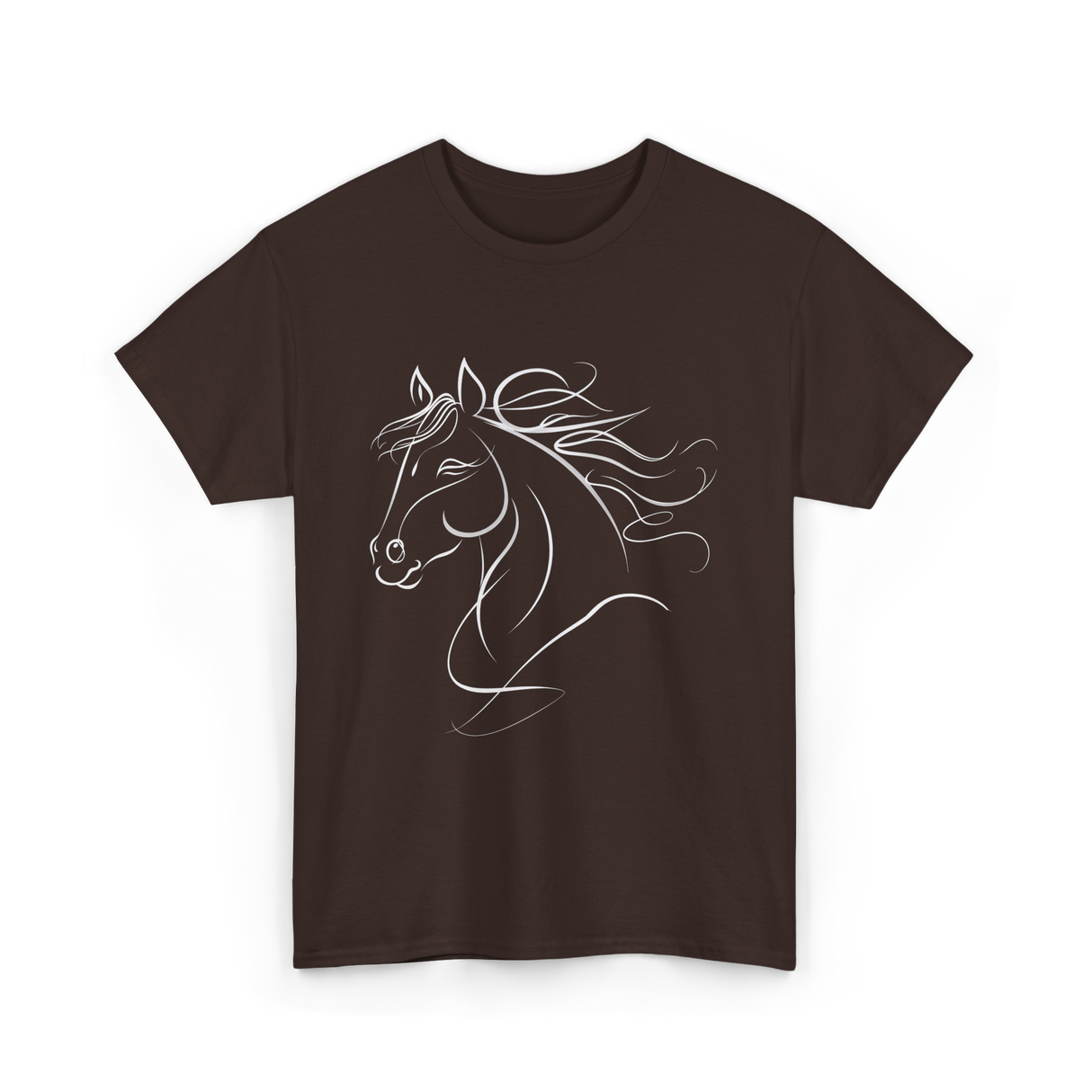 Minimal Horse Head Horse Riding T-Shirt - Dark Chocolate