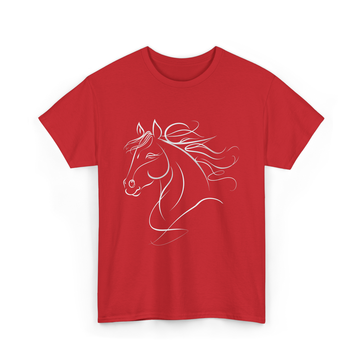 Minimal Horse Head Horse Riding T-Shirt - Red