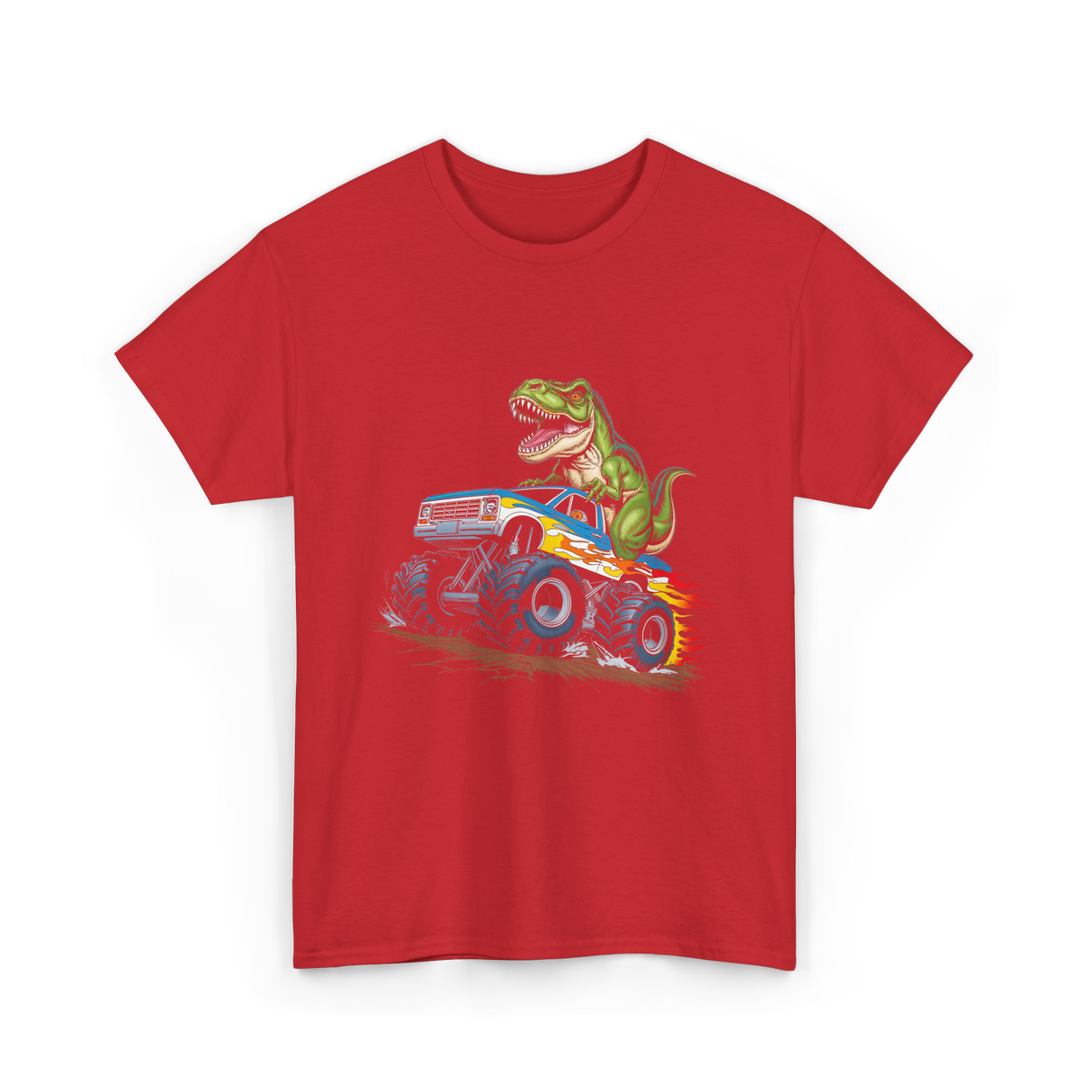 Monster Truck Dinosaur Monster Truck T-Shirt - Red