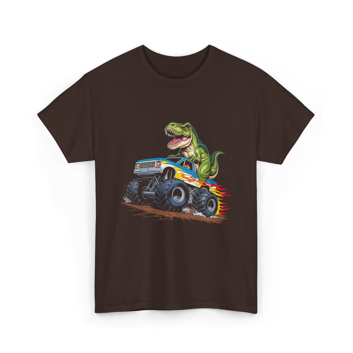 Monster Truck Dinosaur Monster Truck T-Shirt - Dark Chocolate
