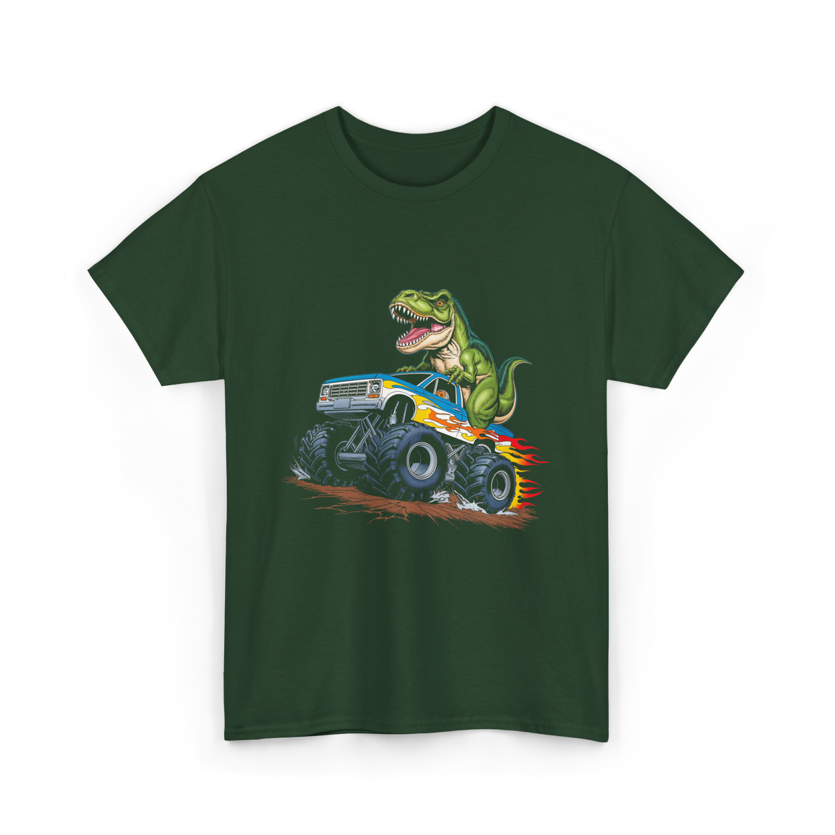 Monster Truck Dinosaur Monster Truck T-Shirt - Forest Green