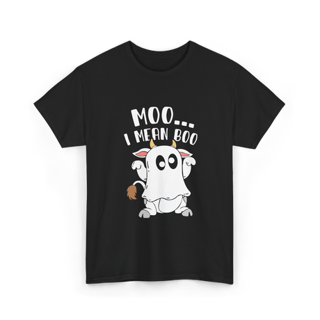 Moo I Mean Boo Cow T-Shirt - Black