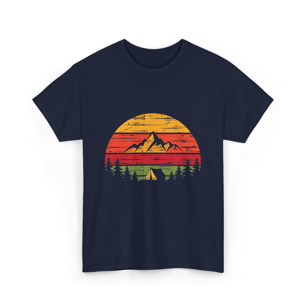 Mountain Sunset Camping Adventure T-Shirt - Navy