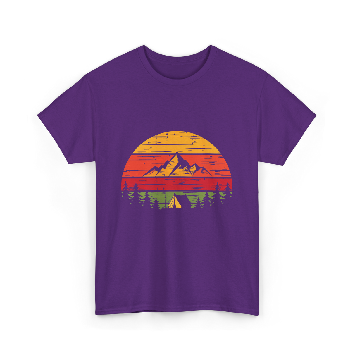 Mountain Sunset Camping Adventure T-Shirt - Purple