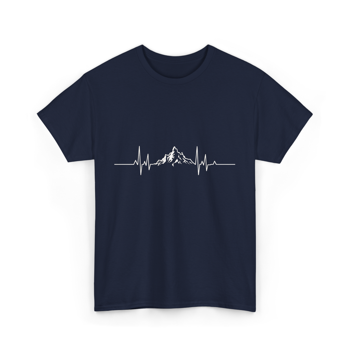 Mountains Heartbeat Hiking Adventure T-Shirt - Navy